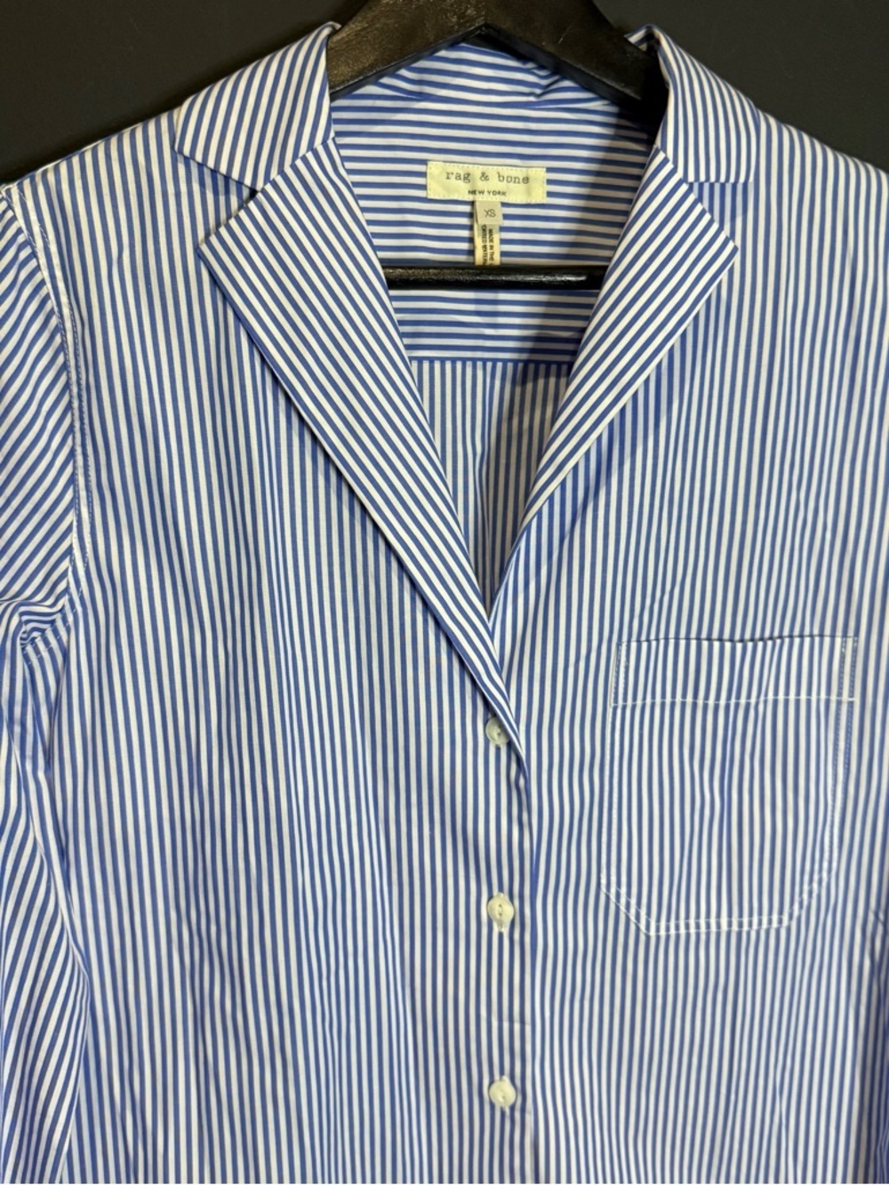 rag & bone Blue and White Striped Shirt Preppy Business Casual size XS - Picture 5 of 12